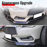 2017-2022 INFINITI Q60 V37 3PCS Front Lower Bumper Lip Air Dam Chin Spoiler Splitter RS JDM Style Painted Carbon Fiber Print PP Polypropylene