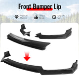 2017-2022 INFINITI Q60 V37 3PCS Front Lower Bumper Lip Air Dam Chin Spoiler Splitter RS JDM Style Painted Gloss Black PP Polypropylene
