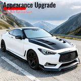 2017-2022 INFINITI Q60 V37 3PCS Front Lower Bumper Lip Air Dam Chin Spoiler Splitter RS JDM Style Painted Gloss Black PP Polypropylene