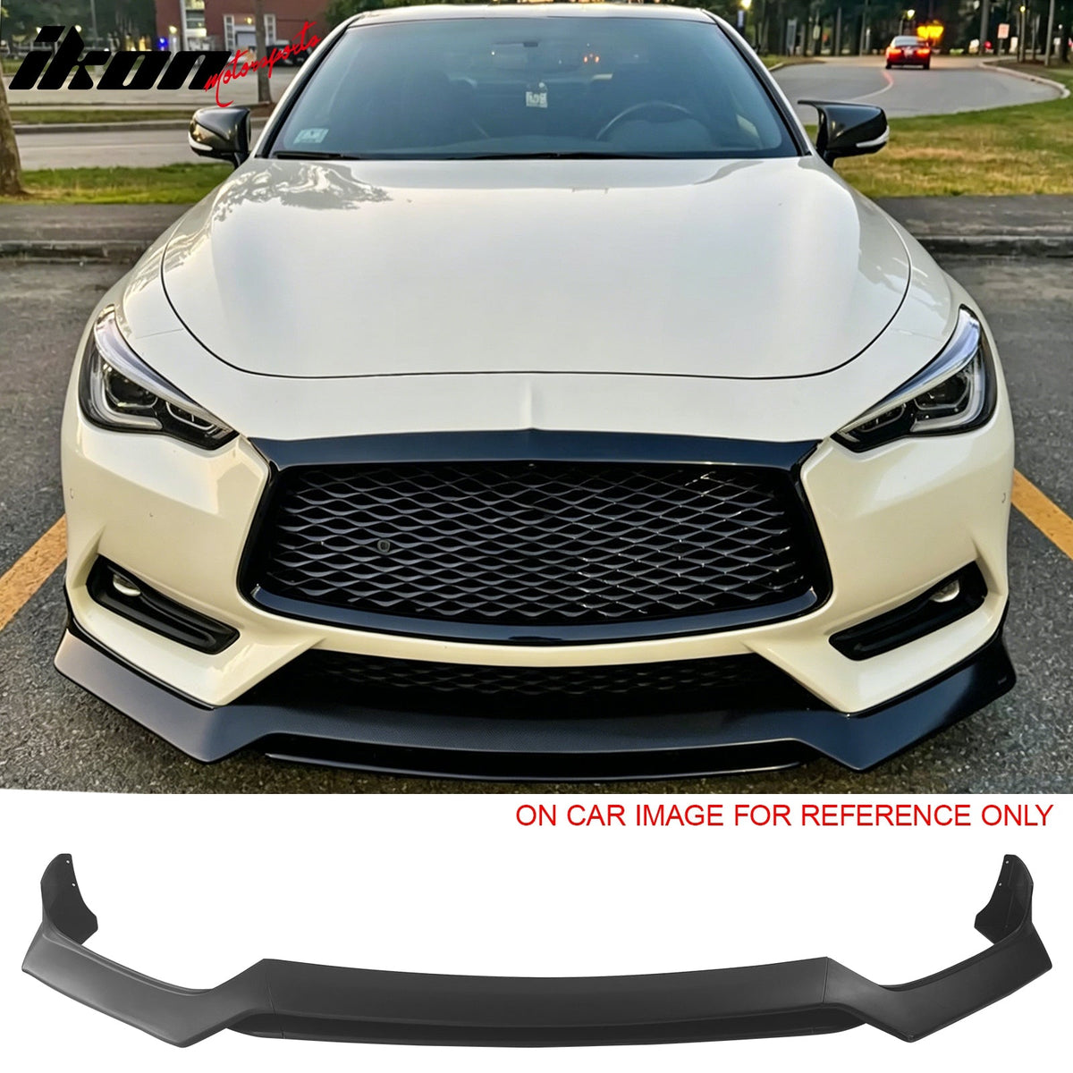 2017-2022 INFINITI Q60 V37 3PCS Front Lower Bumper Lip Air Dam Chin Spoiler Splitter RS JDM Style Painted Matte Black PP Polypropylene