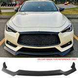 2017-2022 INFINITI Q60 V37 3PCS Front Lower Bumper Lip Air Dam Chin Spoiler Splitter RS JDM Style Painted Matte Black PP Polypropylene