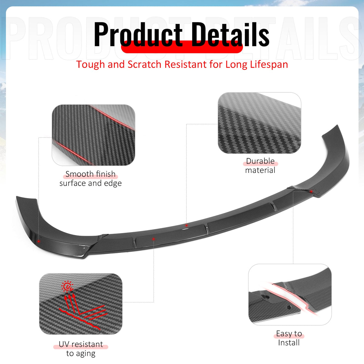 2017-2021 Jeep Grand Cherokee SRT IKON Style Carbon Fiber Print Front Bumper Lip PP