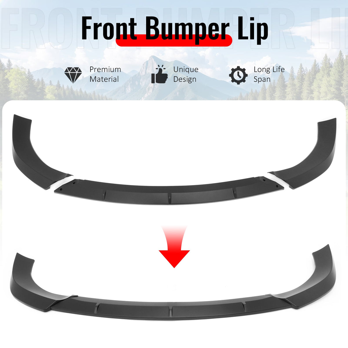 2017-2021 Jeep Grand Cherokee SRT Trackhawk IKON Style Matte Black Front Bumper Lip PP