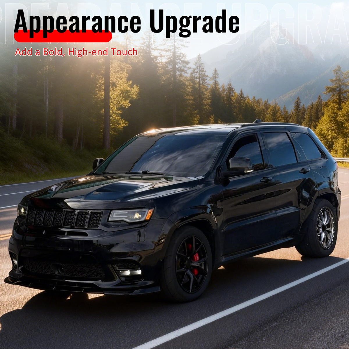 2017-2021 Jeep Grand Cherokee SRT Trackhawk IKON Style Matte Black Front Bumper Lip PP