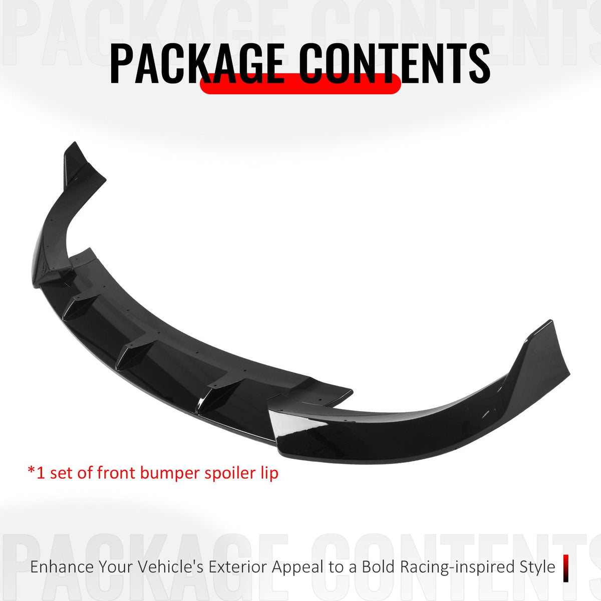2017-2021 Jeep Grand Cherokee SRT Trackhawk IKON V2 Style Gloss Black Front Bumper Lip ABS