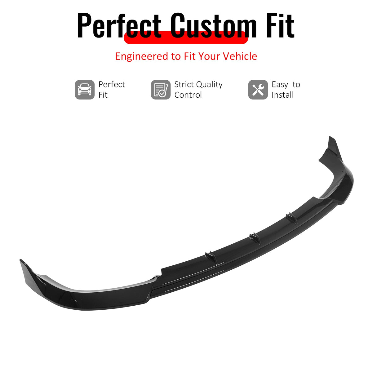 2017-2021 Jeep Grand Cherokee SRT Trackhawk IKON V3 Style Gloss Black Front Bumper Lip ABS