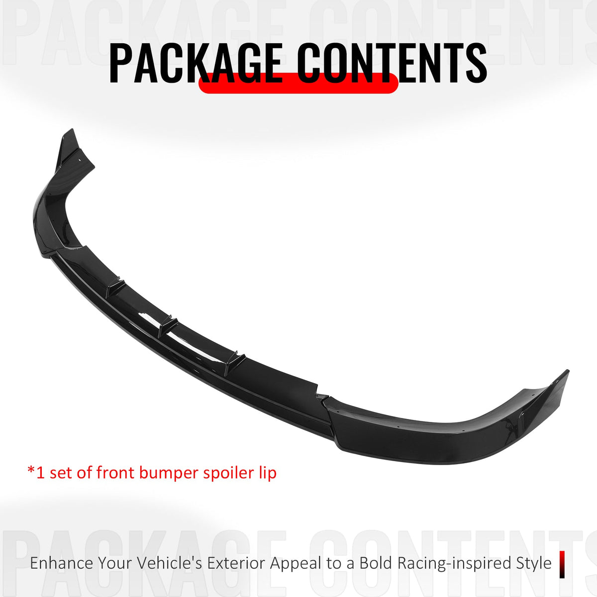2017-2021 Jeep Grand Cherokee SRT Trackhawk IKON V3 Style Gloss Black Front Bumper Lip ABS