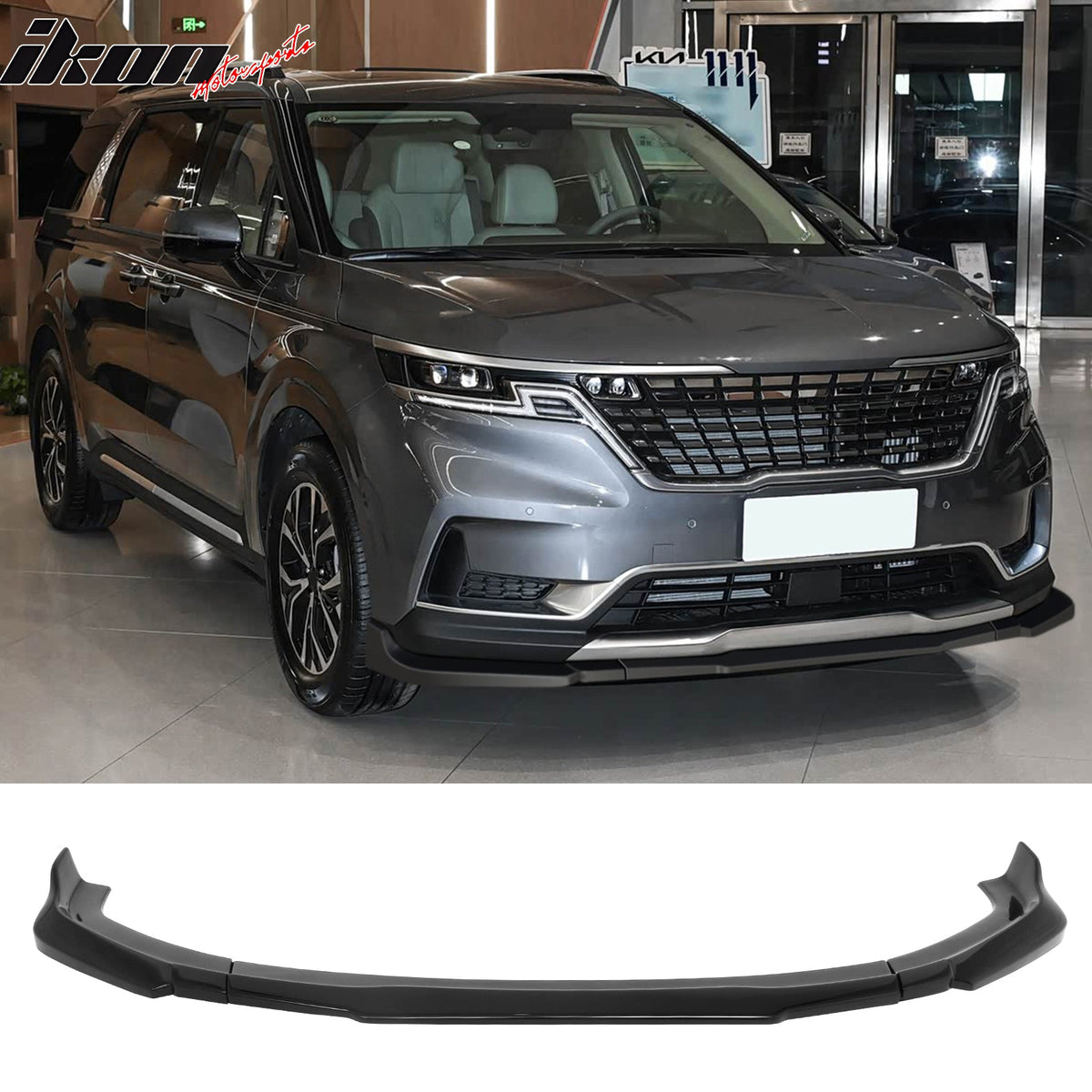 2022-2024 Kia Carnival IKON Style Gloss Black Front Bumper Lip ABS 3PCS