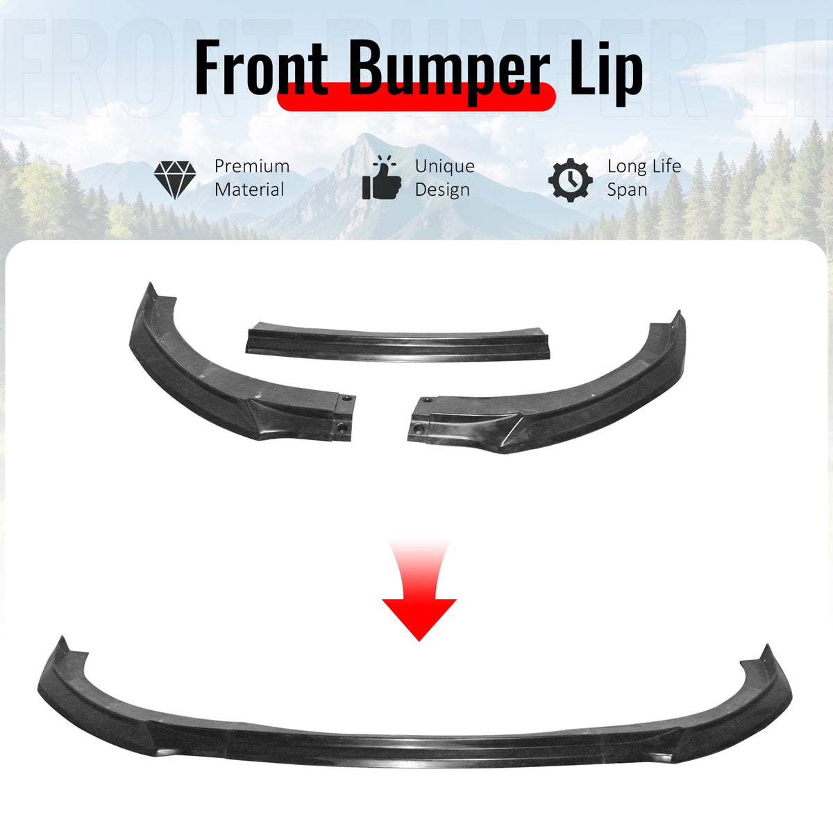 2025-2026 Kia K5 GT GT-Line Front Bumper Lip GT Style 3PC Unpainted PU