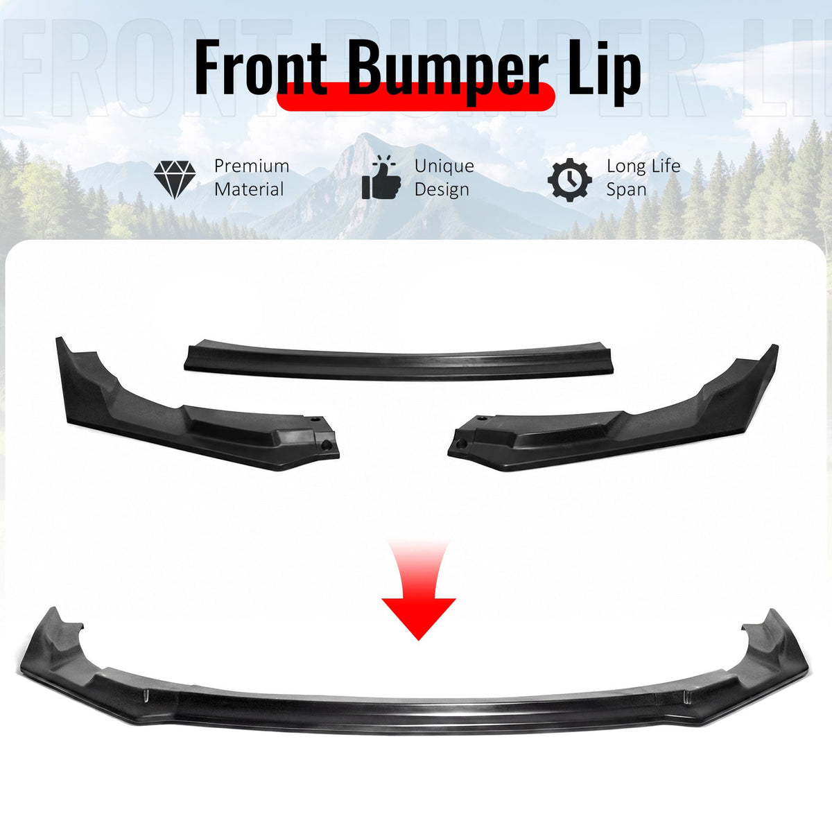 2025-2026 Kia K5 GT GT-Line Front Bumper Lip IKFM Style 3PCS Unpainted PU