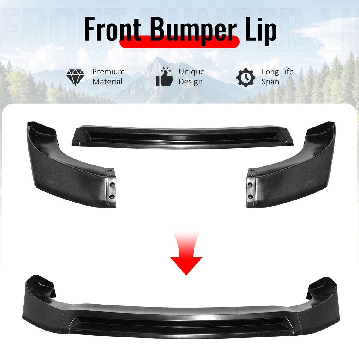 2023-2025 Kia Soul Unpainted Front Bumper Lip Lower Air Dam Spoiler PU 3PCS