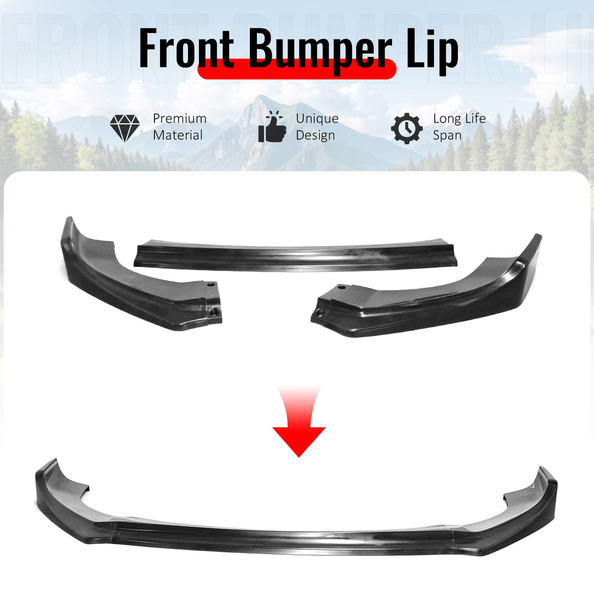 2023-2025 Kia Soul IKCS Style 3PCS Front Bumper Lip Unpainted PU