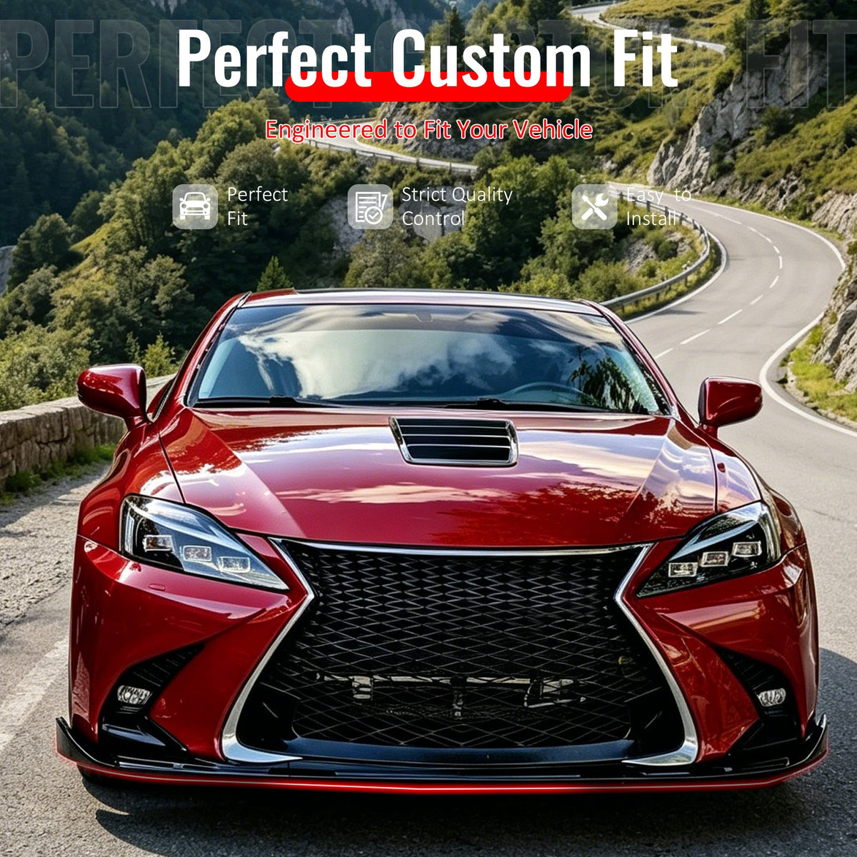 2016-2020 Lexus GS F Sport IKON Style 3PCS Front Bumper Lip Spoiler Gloss Black PP