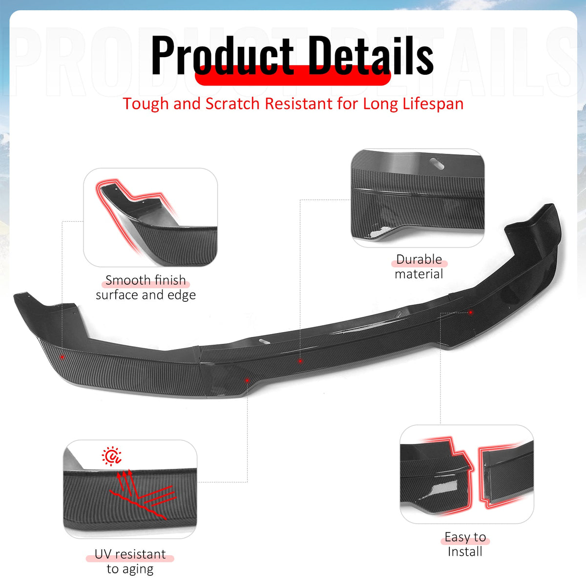 2001-2005 Lexus IS300 Sedan & Wagon GR Style Front Bumper Lip Spoiler Carbon Fiber Print PP 3PCS