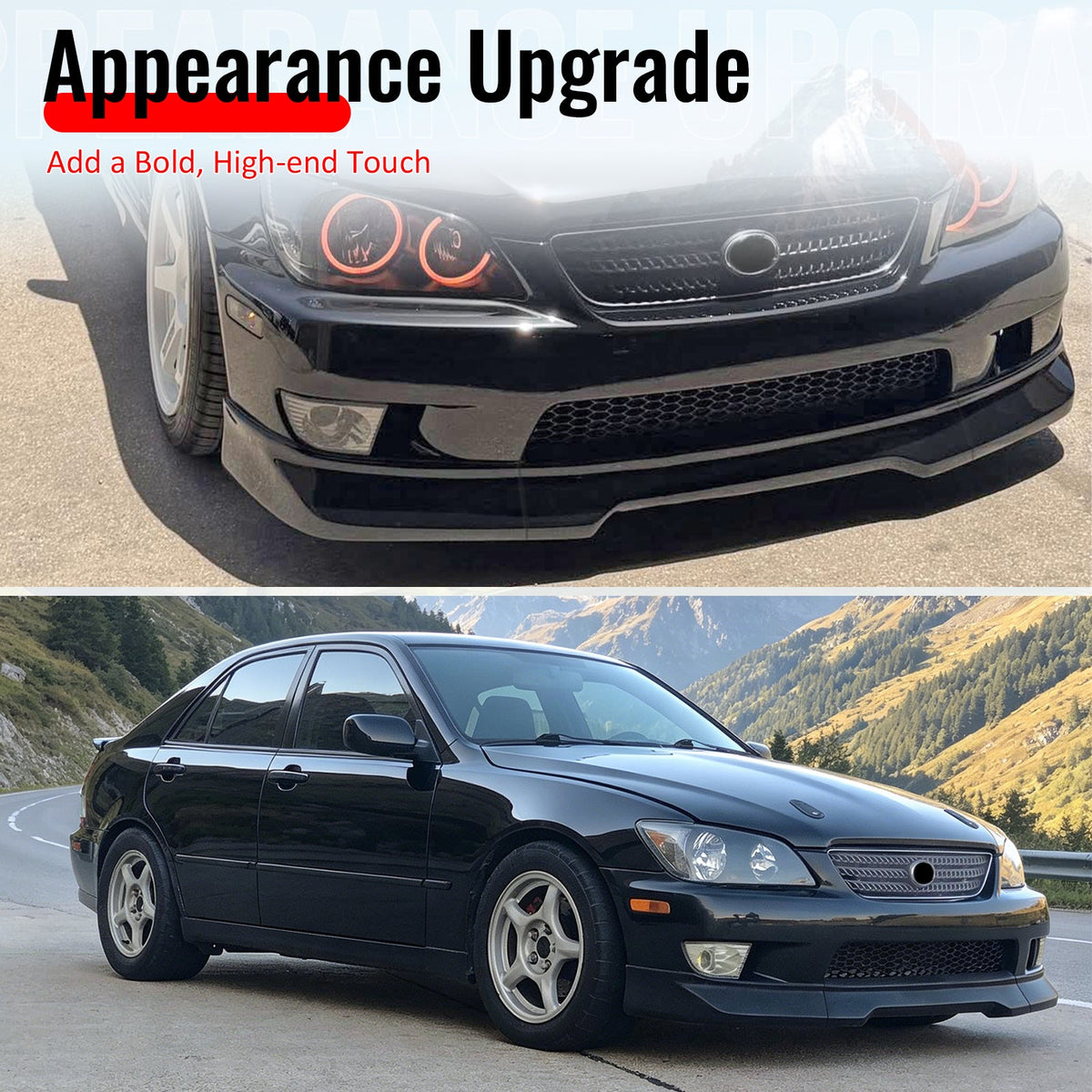 2001-2005 Lexus IS300 Sedan & Wagon GR Style Front Bumper Lip Spoiler Carbon Fiber Print PP 3PCS