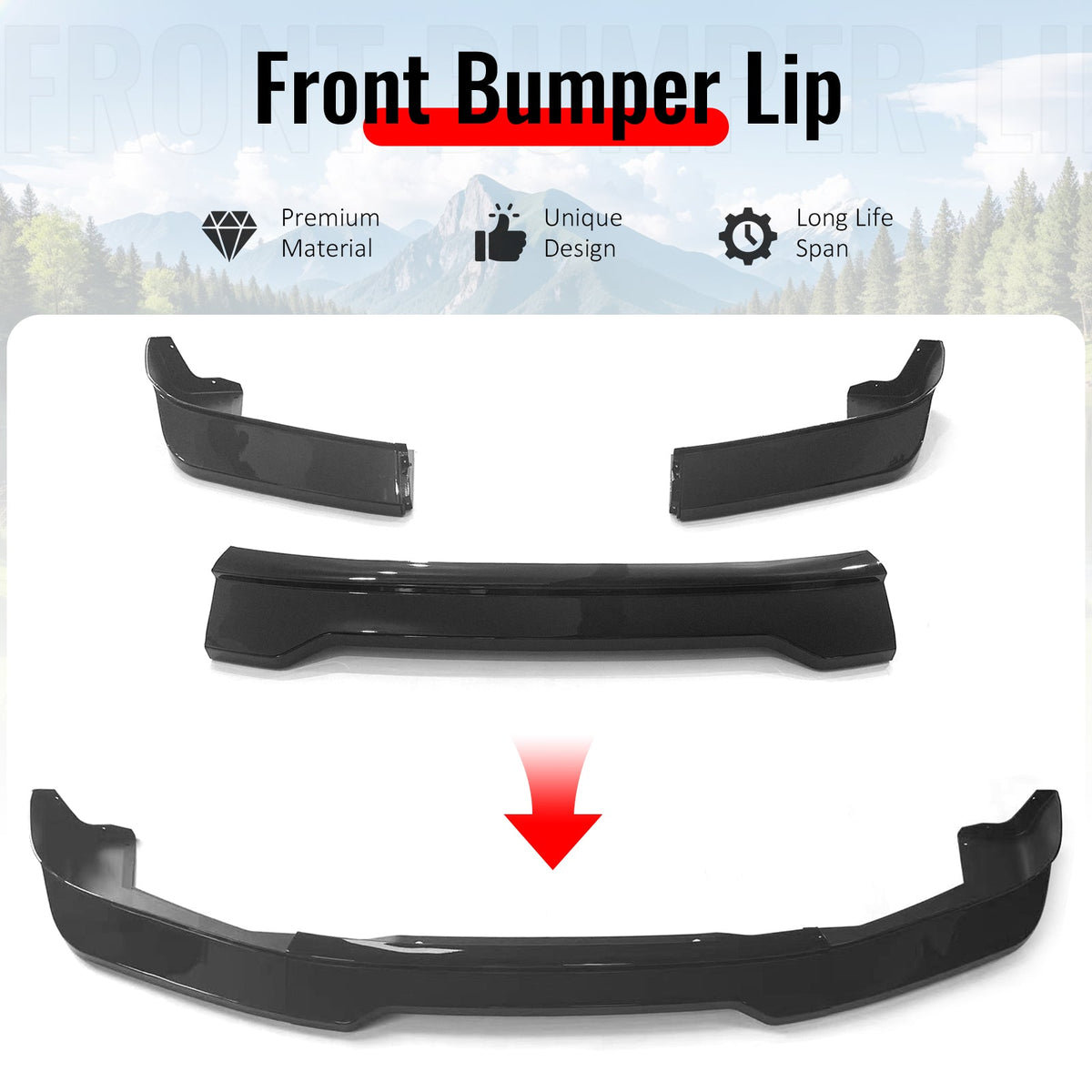 2001-2005 Lexus IS300 Sedan & Wagon GR Style Front Bumper Lip Spoiler Gloss Black PP 3PCS