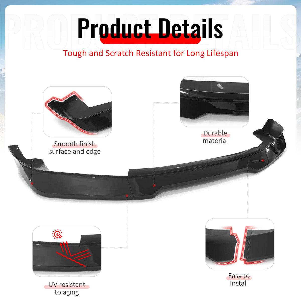 2001-2005 Lexus IS300 Sedan & Wagon GR Style Front Bumper Lip Spoiler Gloss Black PP 3PCS