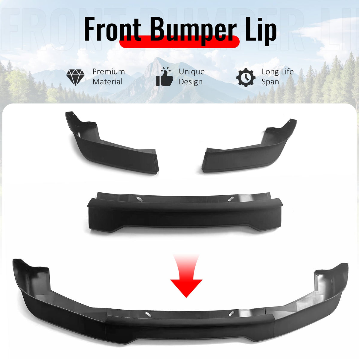 2001-2005 Lexus IS300 Sedan & Wagon GR Style Front Bumper Lip Spoiler Matte Black PP 3PCS