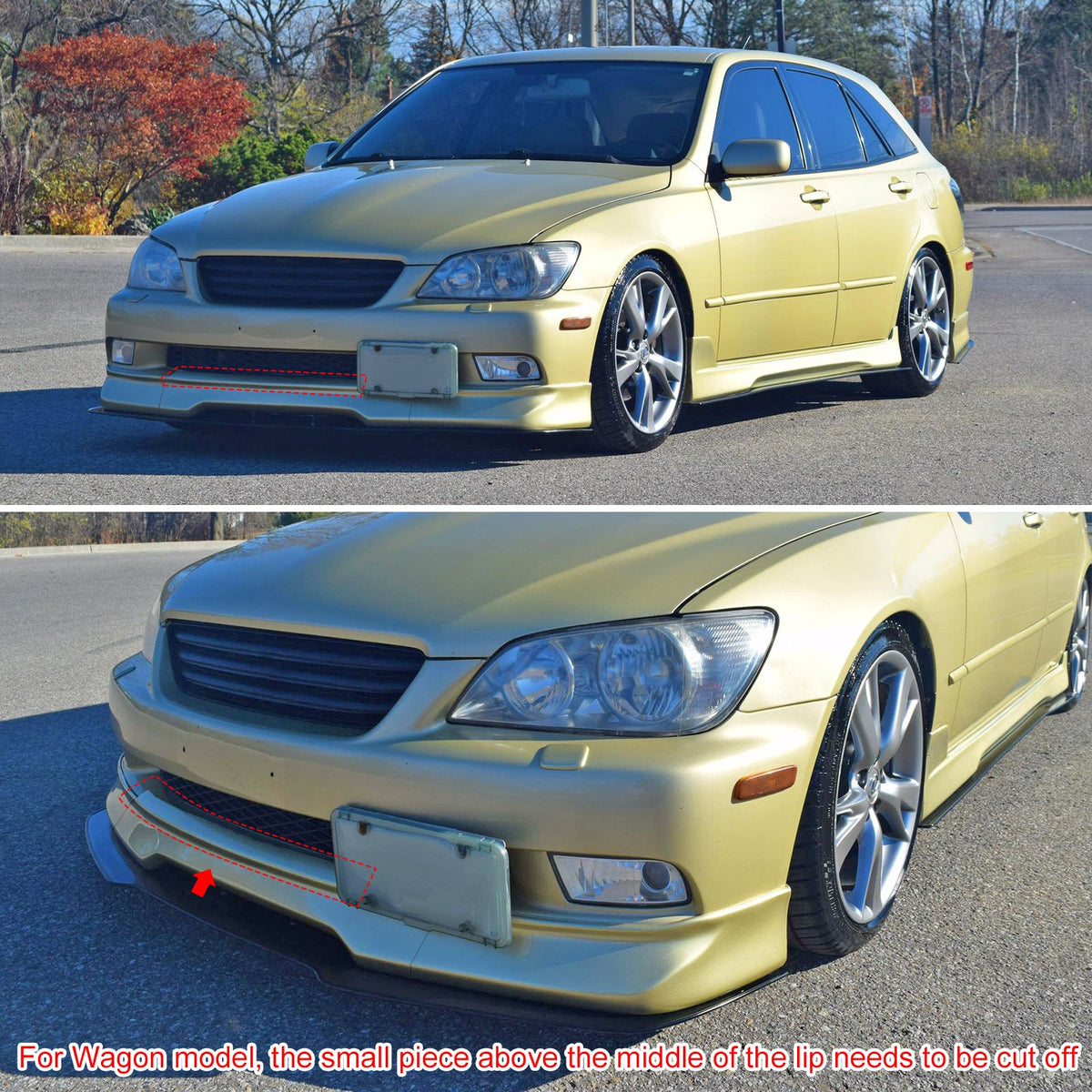 2001-2005 Lexus IS300 Sedan & Wagon GR Style Front Bumper Lip Spoiler Matte Black PP 3PCS