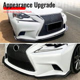 2014-2016 Lexus IS F Sport Sedan IKON 2 Style Front Bumper Lip Lower Spoiler 3PCS Gloss Black PP