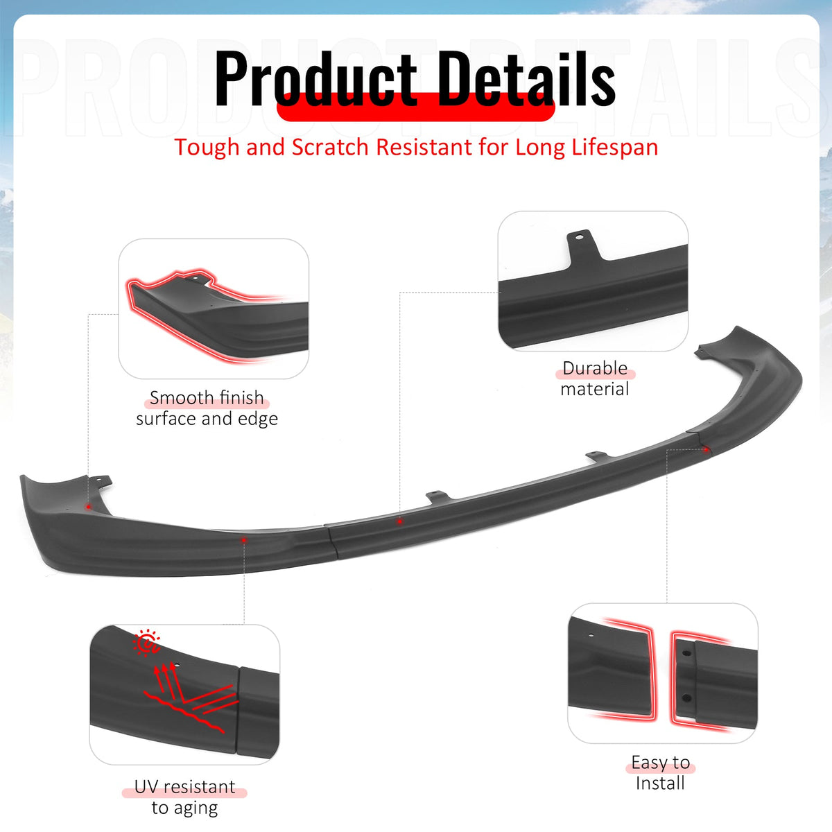 2014-2016 Lexus IS F Sport 4Dr IKON 3 Style 3PCS Front Bumper Lip Matte Black PP