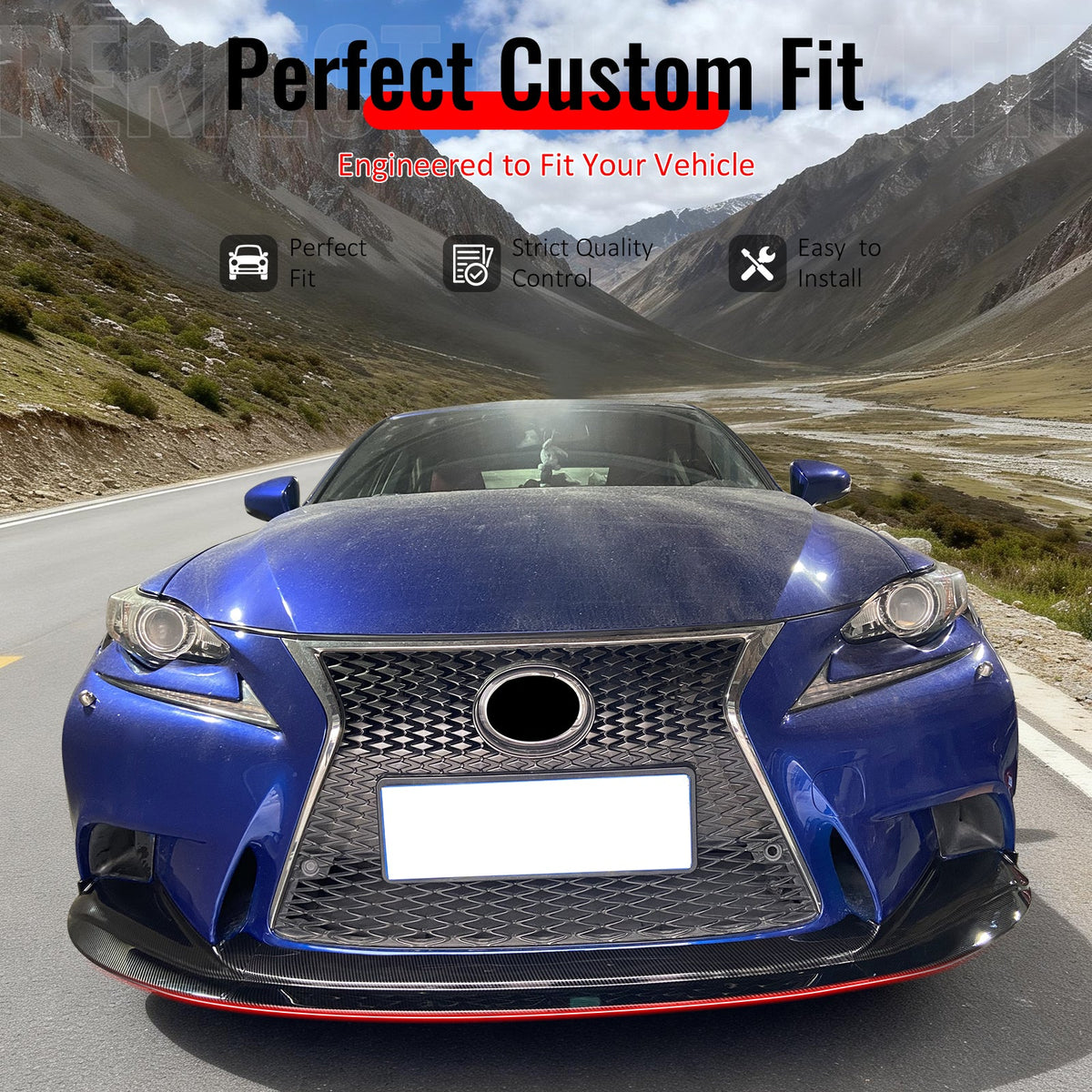 2014-2016 Lexus IS200t IS250 IS300 IS350 F Sport Sedan R Style Carbon Fiber Print Front Bumper Lip PP