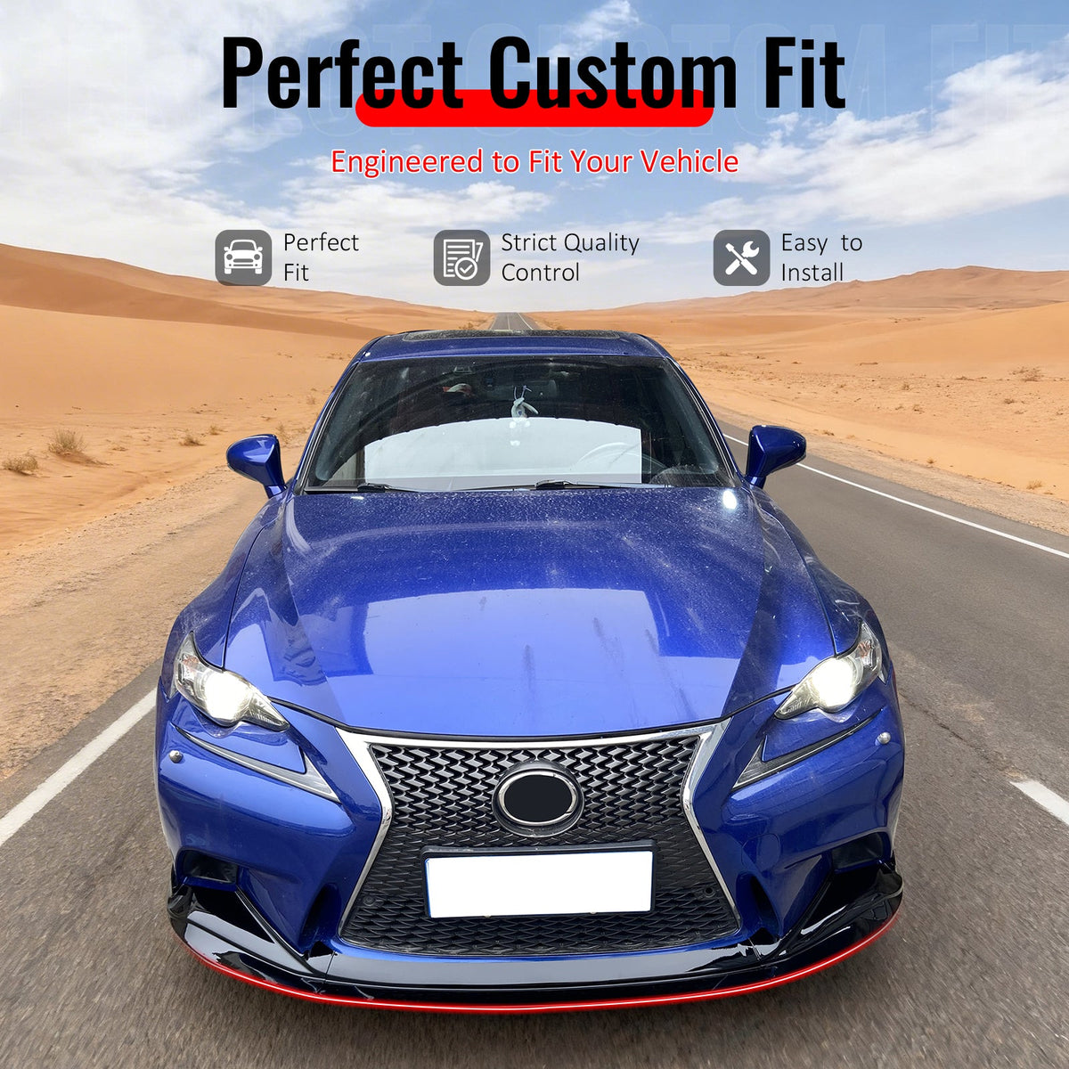 2014-2016 Lexus IS200t IS250 IS300 IS350 F Sport Sedan R Style Matte Black Front Bumper Lip PP