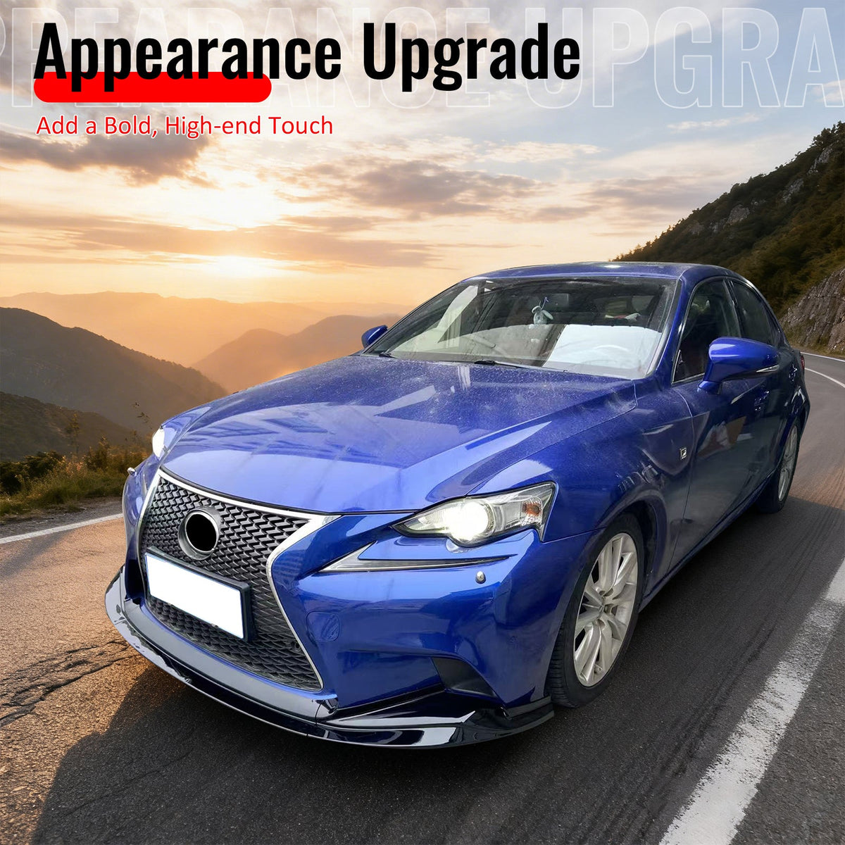 2014-2016 Lexus IS200t IS250 IS300 IS350 F Sport Sedan R Style Matte Black Front Bumper Lip PP