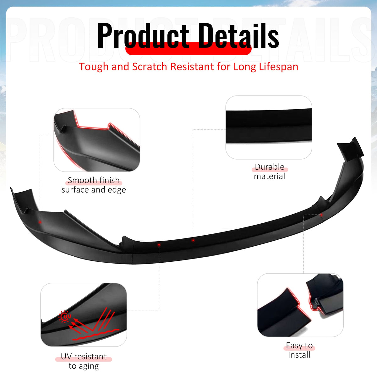 2014-2016 Lexus IS200t IS250 IS300 IS350 F Sport Sedan R Style Matte Black Front Bumper Lip PP