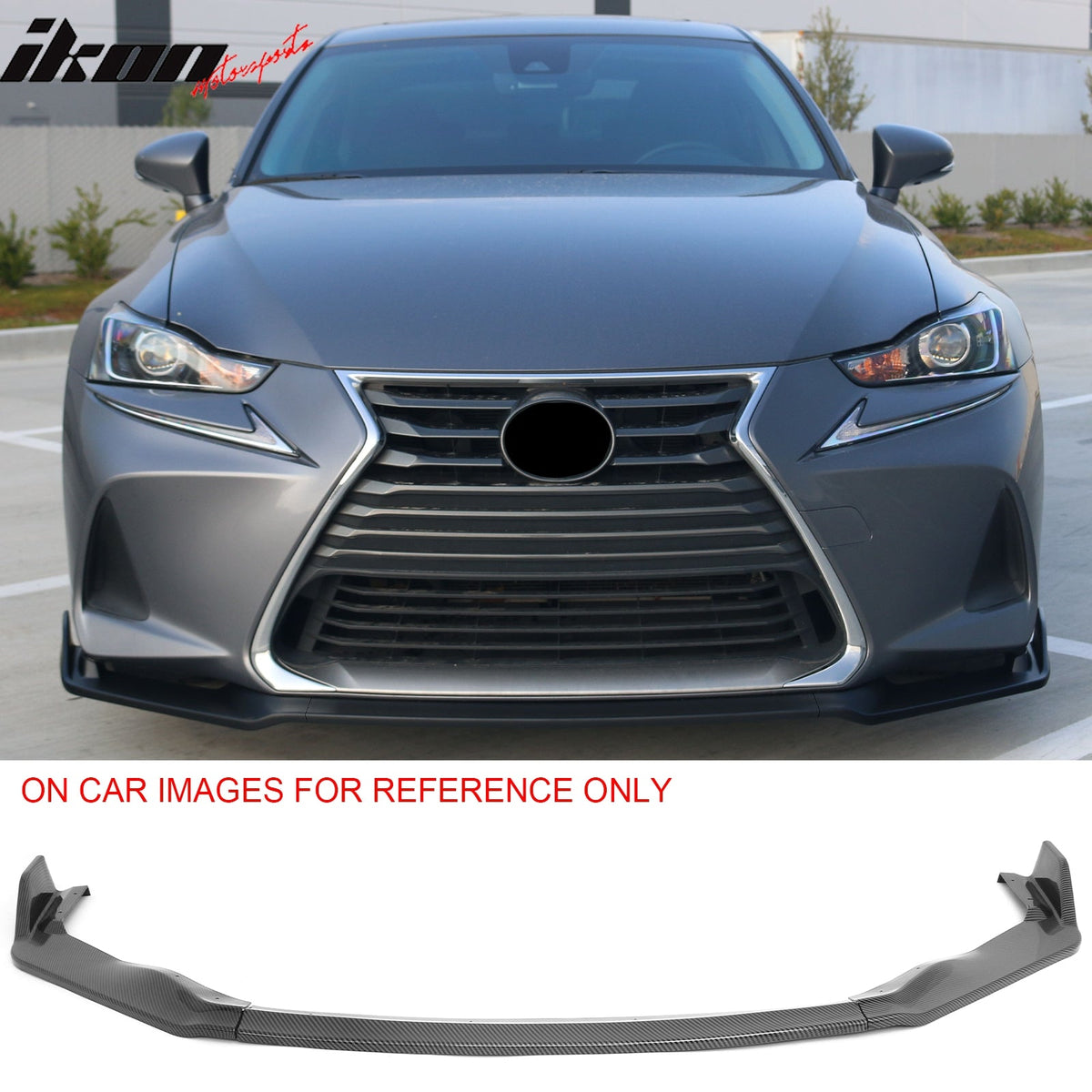 2017-2020 Lexus IS200t IS300 IS350 IKON Style Front Bumper Lip Lower Spoiler 3PCS Carbon Fiber Print PP