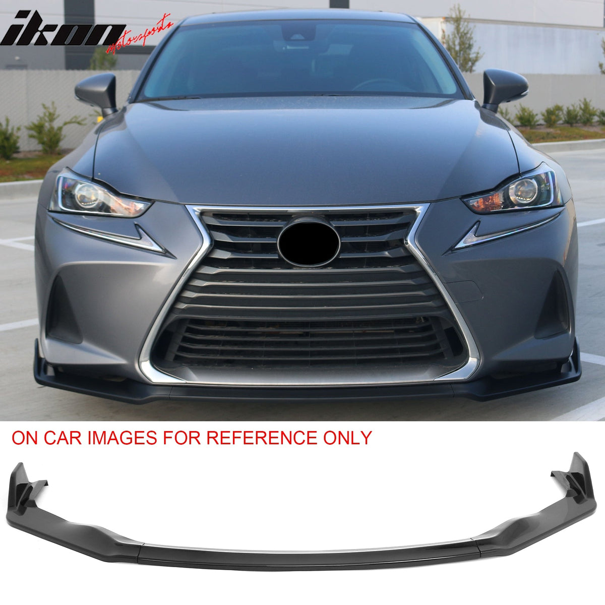 2017-2020 Lexus IS200t IS300 IS350 IKON Style Front Bumper Lip Lower Spoiler 3PCS Gloss Black PP