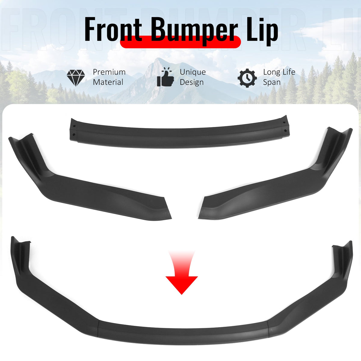 2017-2020 Lexus IS200t IS300 IS350 IKON Style Front Bumper Lip Lower Spoiler 3PCS Matte Black PP