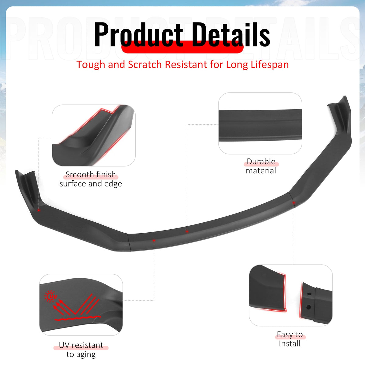 2017-2020 Lexus IS200t IS300 IS350 IKON Style Front Bumper Lip Lower Spoiler 3PCS Matte Black PP
