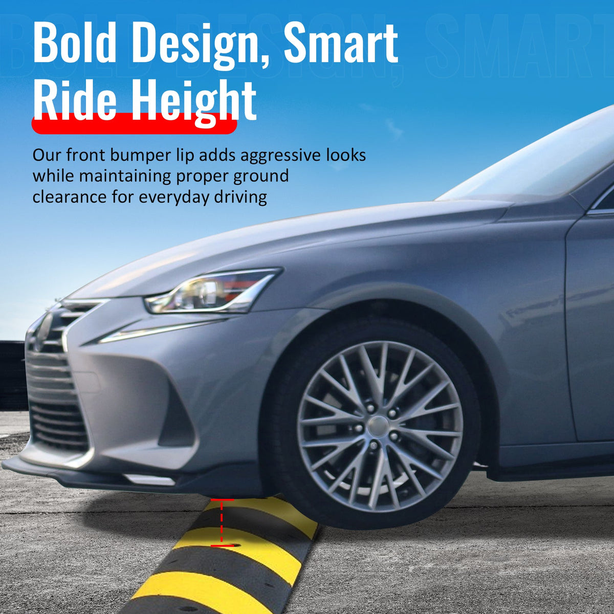 2017-2020 Lexus IS200t IS300 IS350 IKON Style Front Bumper Lip Lower Spoiler 3PCS Carbon Fiber Print PP