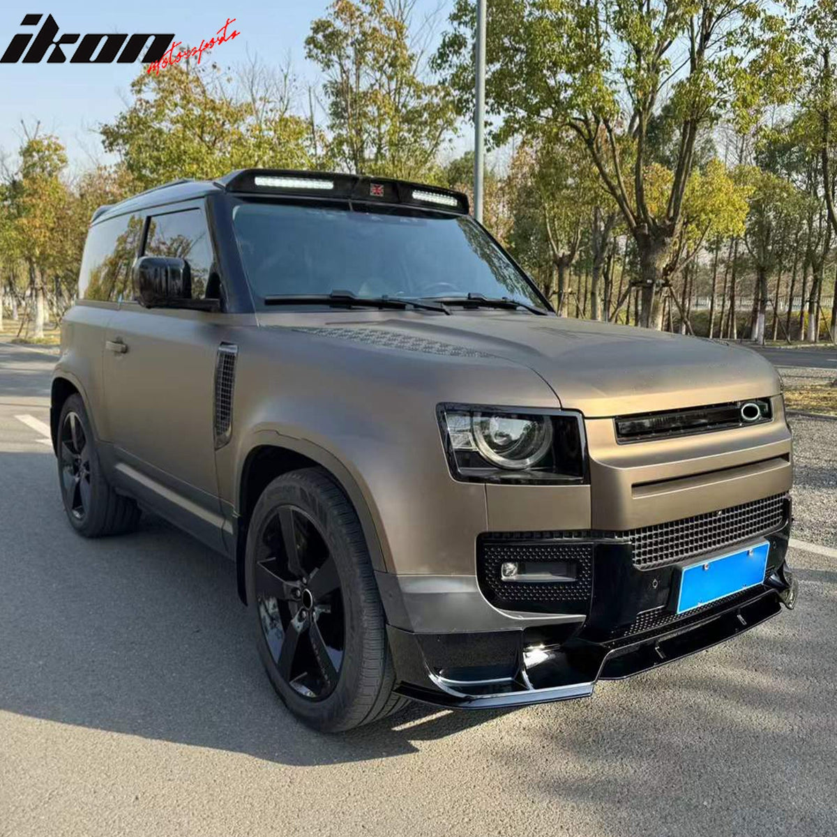 2020-2026 Land Rover Defender 90/110/130 Front Bumper Lip IKON V1 Style Gloss Black ABS Plastic Air Dam Chin Spoiler Protector Splitter 4PC