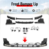 2020-2026 Land Rover Defender 90/110/130 Front Bumper Lip with LED Daytime Running Light IKON V2 Style Gloss Black ABS Spoiler Protector Splitter 4PC