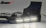 2020-2026 Land Rover Defender 90/110/130 Front Bumper Lip with LED Daytime Running Light IKON V2 Style Gloss Black ABS Spoiler Protector Splitter 4PC