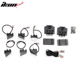 2020-2026 Land Rover Defender 90/110/130 Front Bumper Lip with LED Daytime Running Light IKON V2 Style Gloss Black ABS Spoiler Protector Splitter 4PC