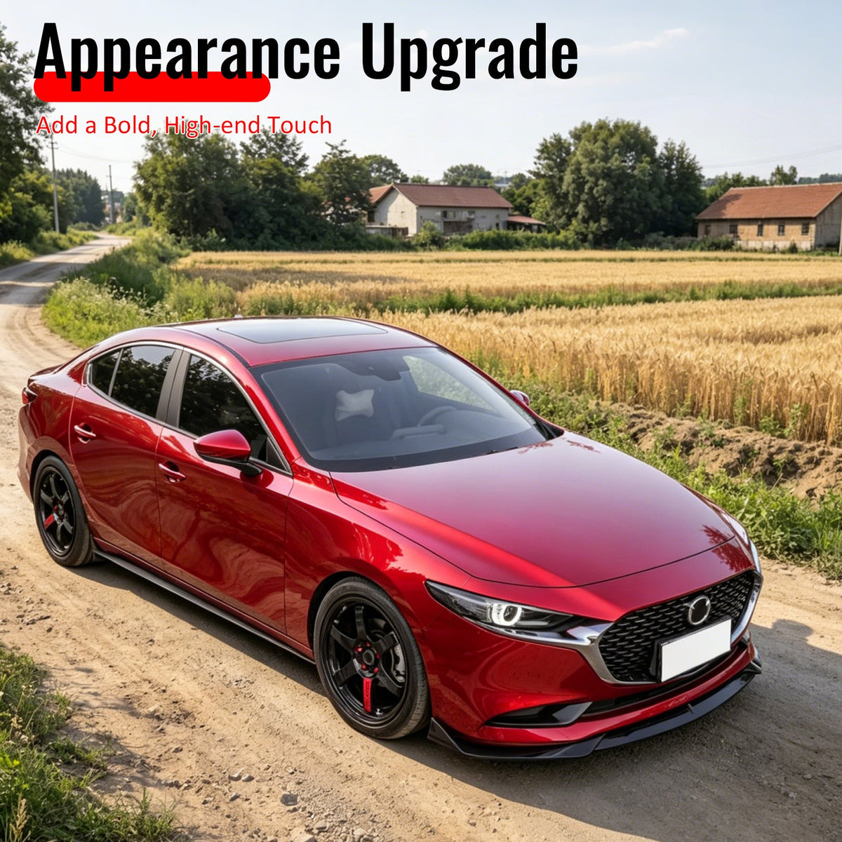 2019-2026 Mazda 3 Sedan IKON Style Gloss Black Front Bumper Lip PP 3PCS