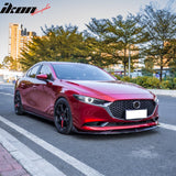 2019-2026 Mazda 3 Sedan IKON Style Gloss Black Front Bumper Lip PP 3PCS