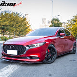 2019-2026 Mazda 3 Sedan IKON Style Gloss Black Front Bumper Lip PP 3PCS