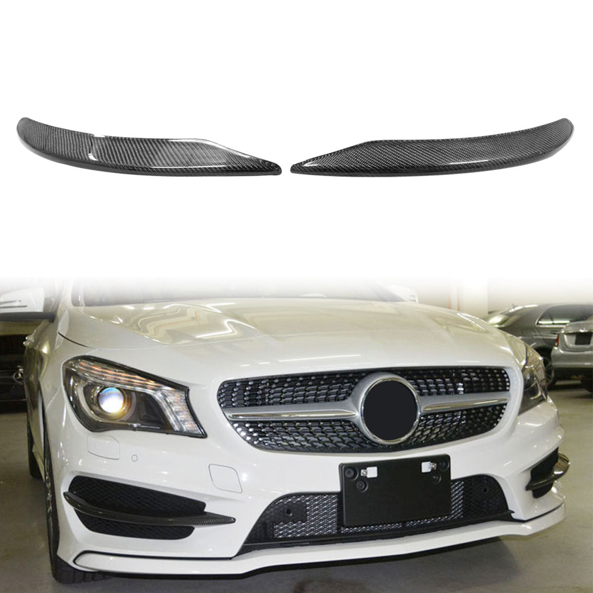 2013-2016 Benz C117 CLA Class Carbon Fiber Front Bumper Lip Aprons