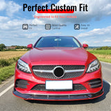 2019-2022 Benz W205 C-Class C200 C300 C43 AMG BR Style Gloss Black Front Bumper Lip PP