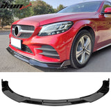 2019-2022 Benz W205 C-Class C200 C300 C43 AMG BR Style Gloss Black Front Bumper Lip PP