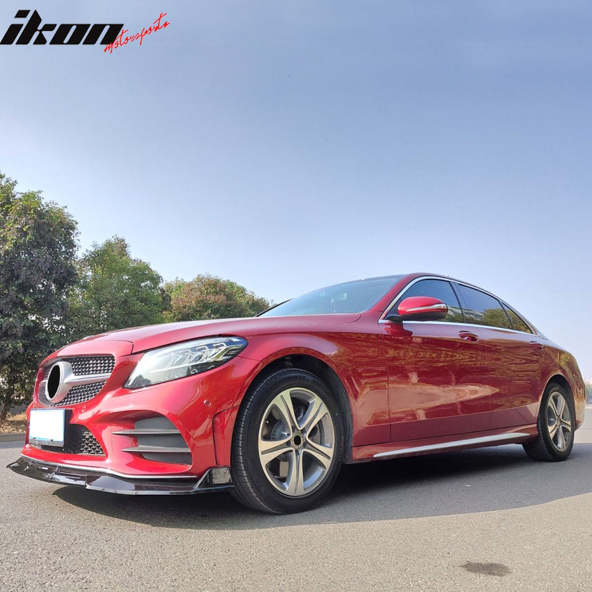 2019-2022 Benz W205 C-Class C200 C300 C43 AMG BR Style Gloss Black Front Bumper Lip PP