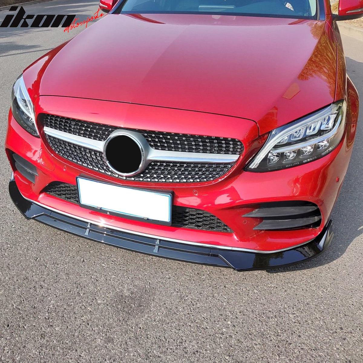 2019-2022 Benz W205 C-Class C200 C300 C43 AMG BR Style Gloss Black Front Bumper Lip PP