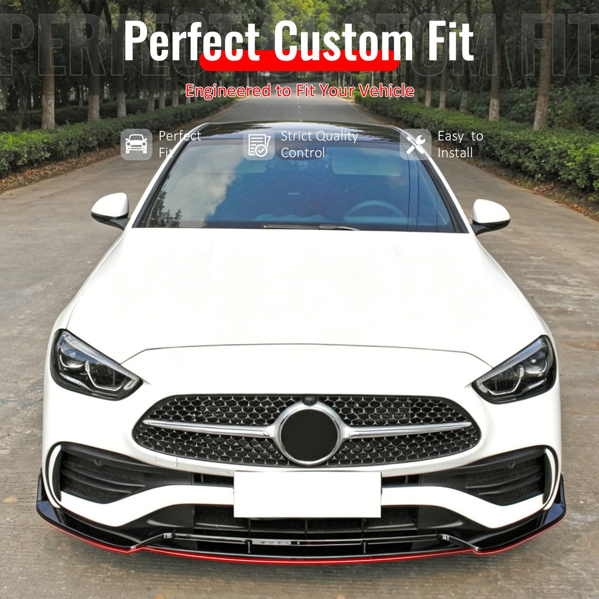 2022-2026 Benz W206 C-Class C200 C300 C43 AMG BR Style Gloss Black Front Bumper Lip PP