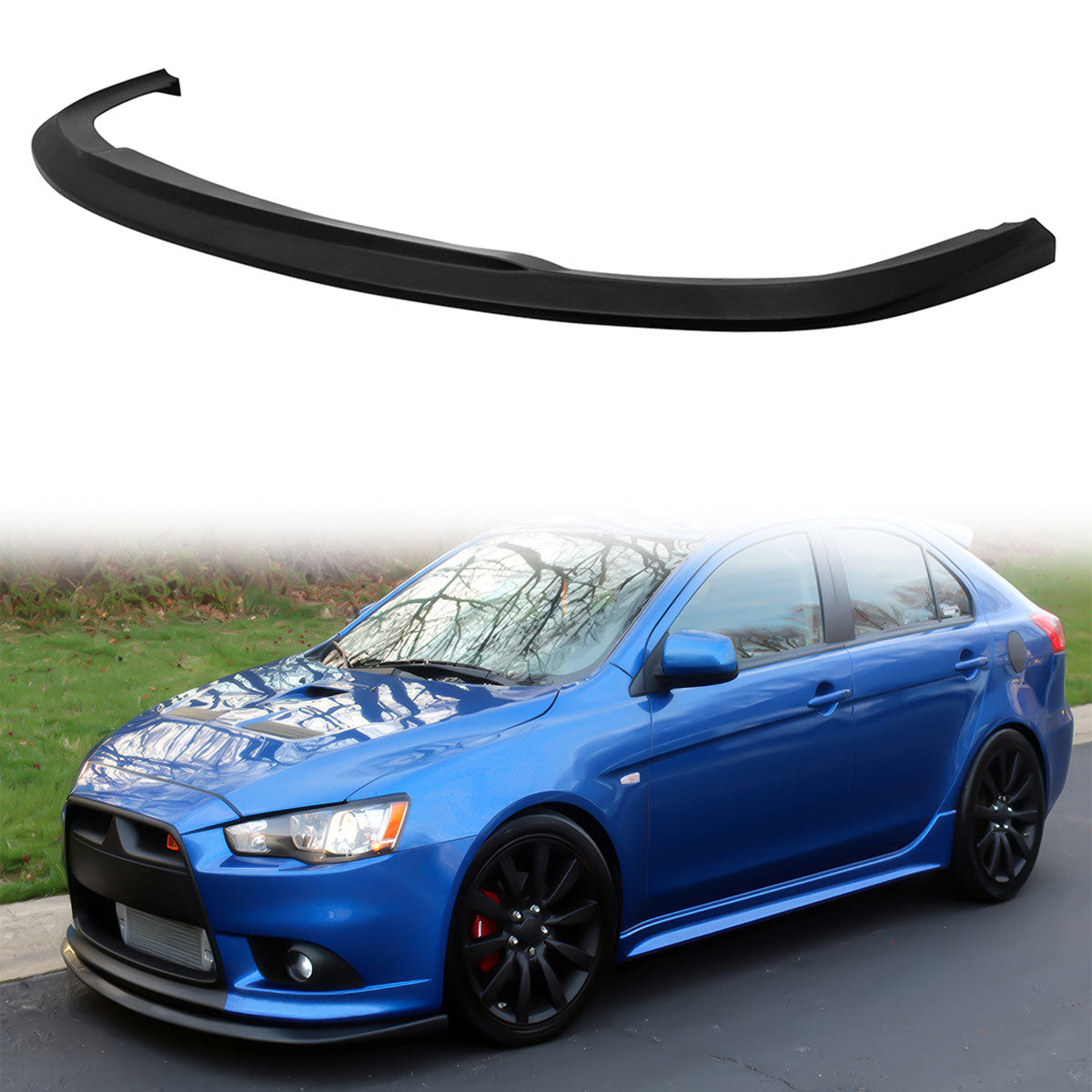 2009-2015 Mitsubishi Lancer STI Unpainted Black Front Bumper Lip PU