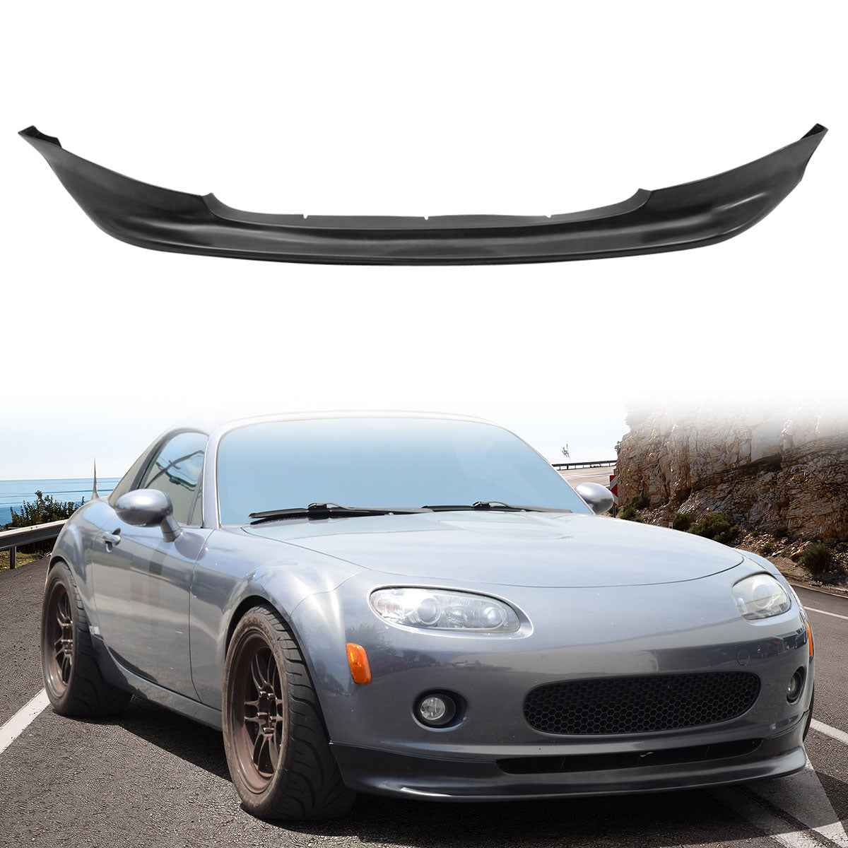 2006-2008 Mazda MX-5 MX5 Miata GV Style Black Front Bumper Lip PU