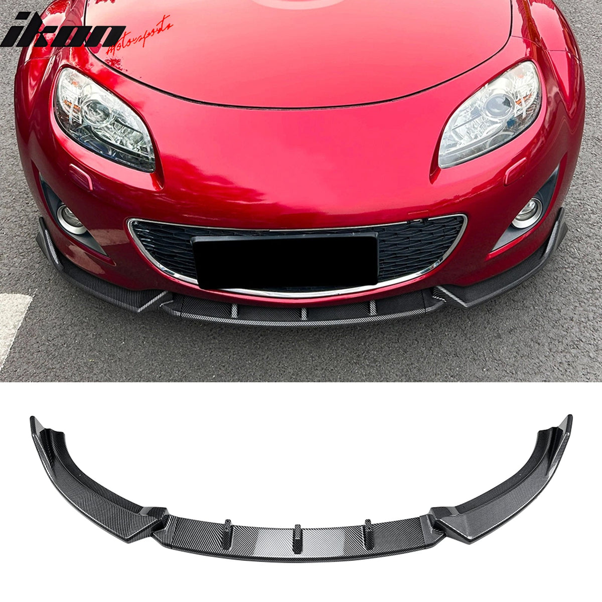 2009-2012 Mazda MX-5 Miata Carbon Fiber Print Front Bumper Lip IKON Style 3PCS